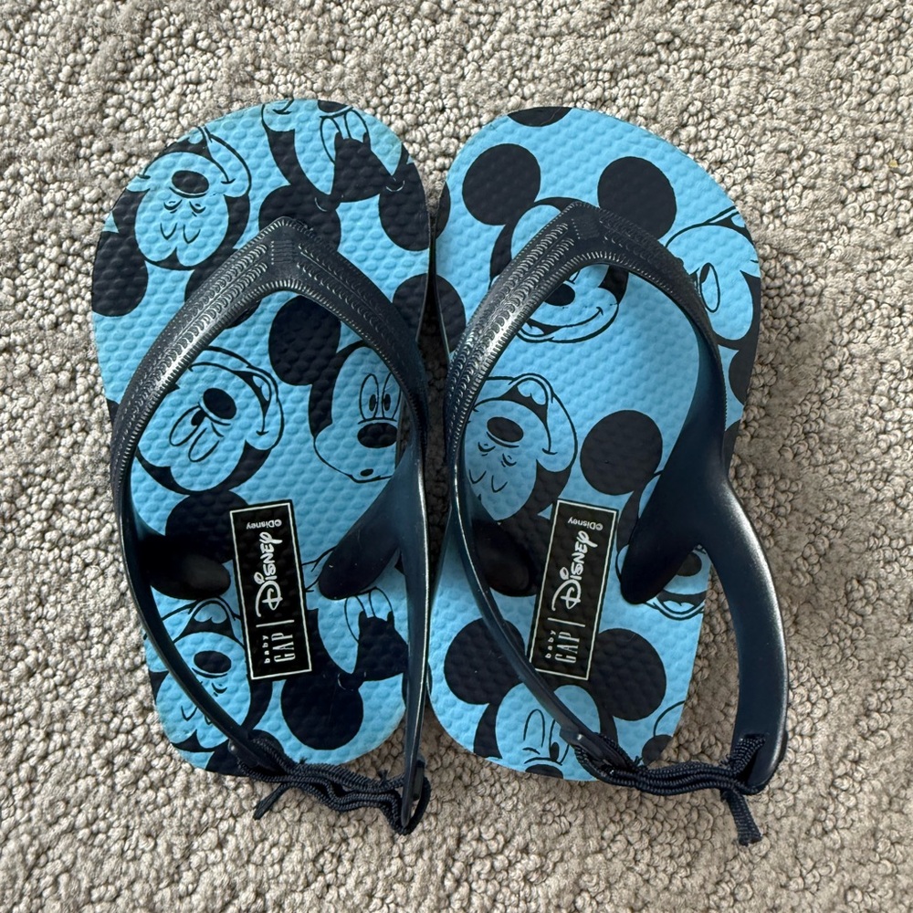 GAP Blue and Black Mickey Mouse Kids Flip Flops